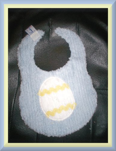 Boutique Blue Chenille and Flannel Decorated Easter Egg Baby Bib