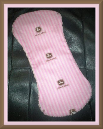 Boutique Pink John Deere and Chenille Baby Burp Pad Cloth