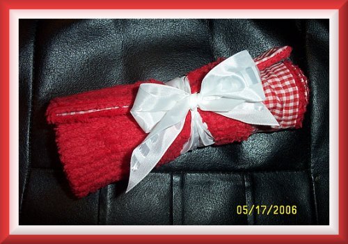 Boutique Red Gingham & Chenille Diaper Bag Changing Pad