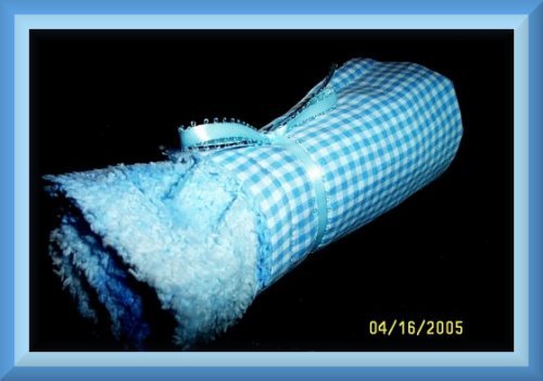 Boutique Blue Gingham and Chenille Diaper Bag Changing Pad
