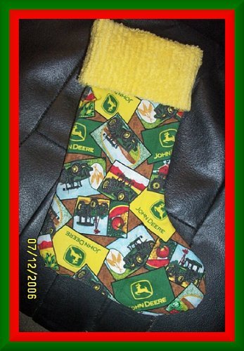 Faux Patchwork John Deere and Chenille Handmade Christmas Stocking FREE US AND CANADA SHIPPING