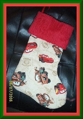 Disney Pixar Cars Lightening McQueen Handmade Christmas Stocking FREE US & CANADA SHIPPING