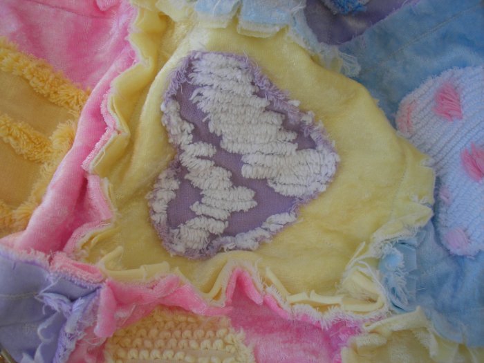 Valentine Hearts Vintage Chenille Crushed Panne Velvet Baby Quilt