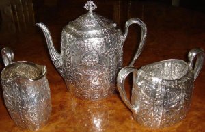 Antique Cupid Repousse Teaset E. G. Webster & Son