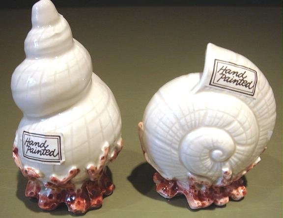 Pair Hand Painted Fitz & Floyd Seashell Salt & Pepper Shakers