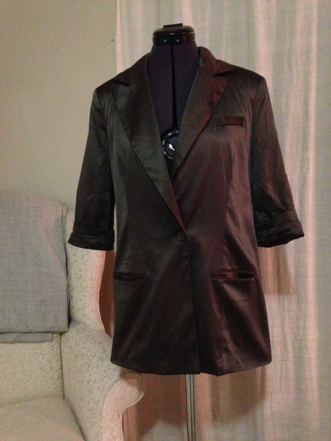 Vintage Satin Bronze Blazer, Moon Collection, Size M