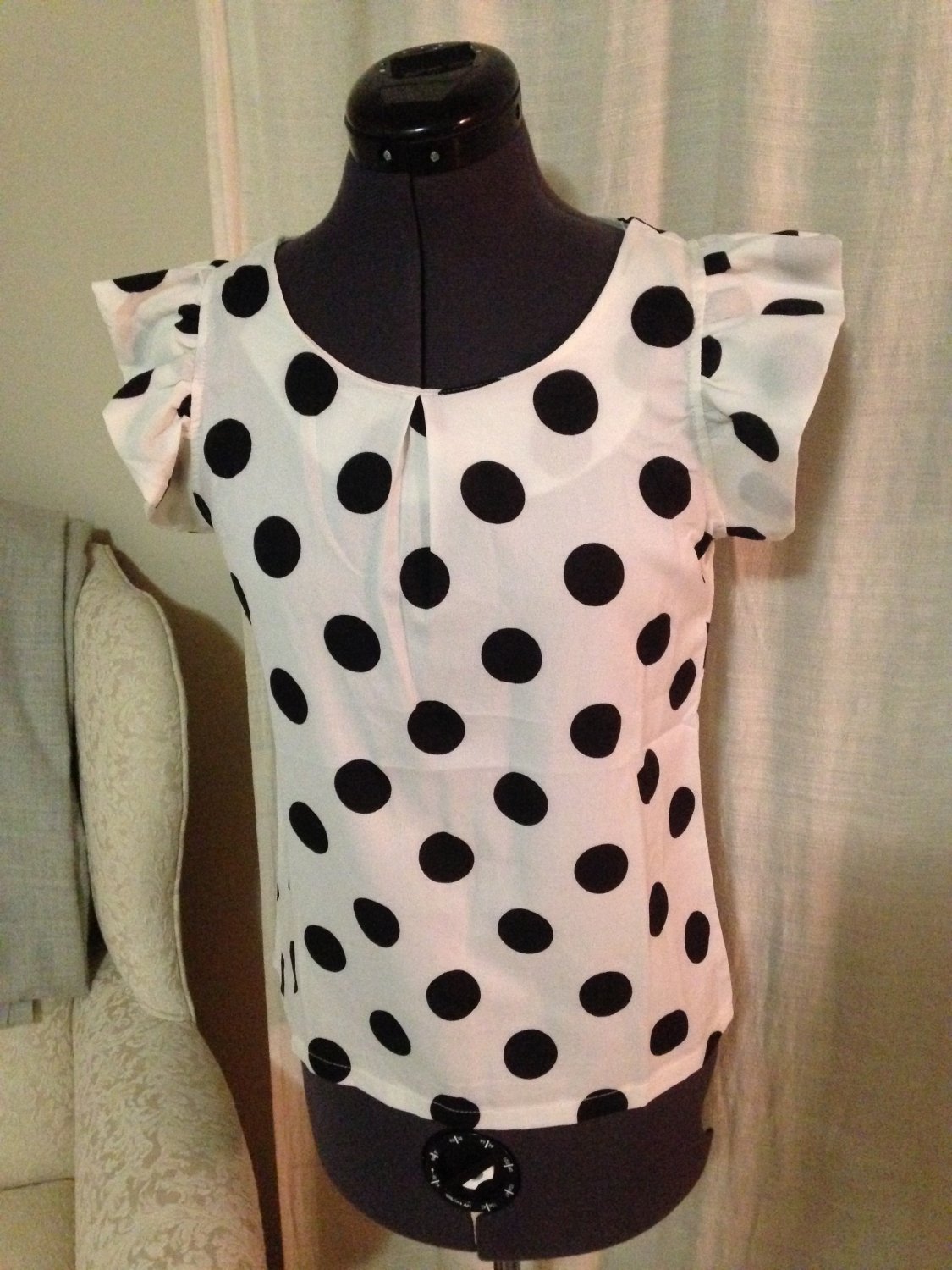 Silky Polka Dot Blouse, Ai-pai, Size S