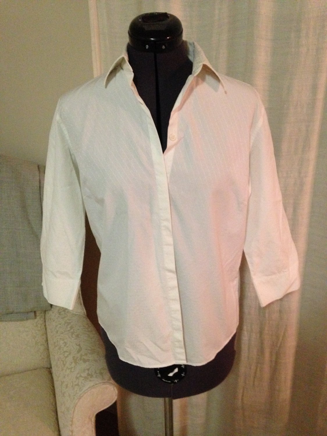White Embroidered Blouse, Faconnable, Size S