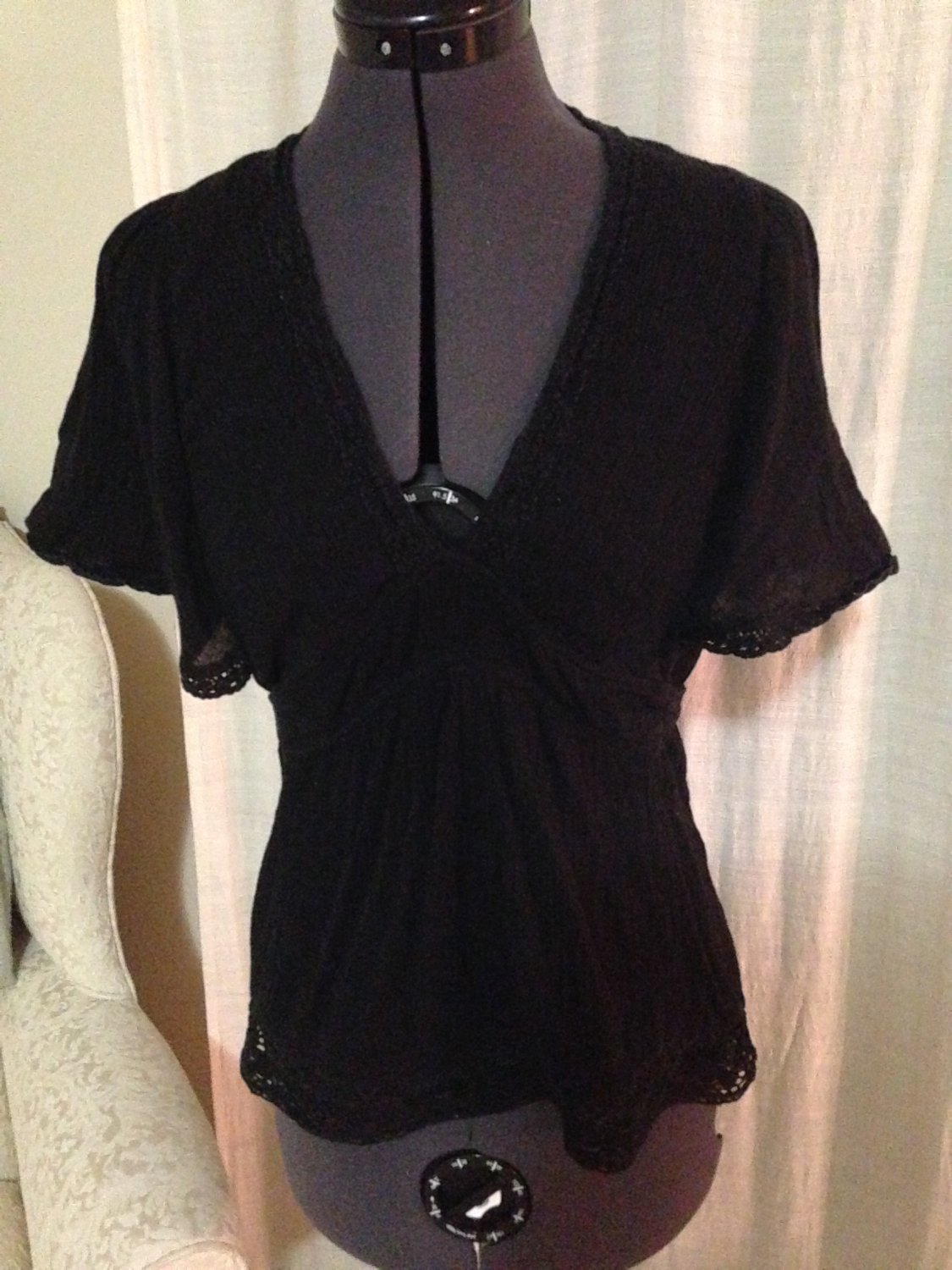 Loose Black Blouse, Anthropologie, Size 2