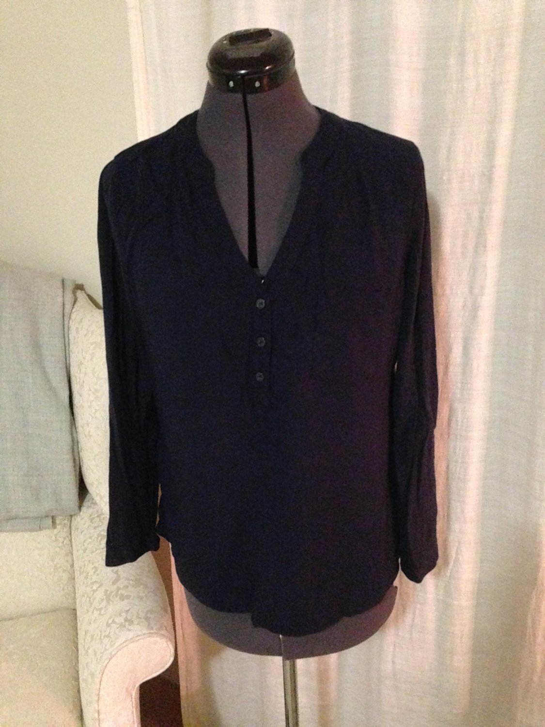 Navy Loose Tunic Blouse, Merona, Size M