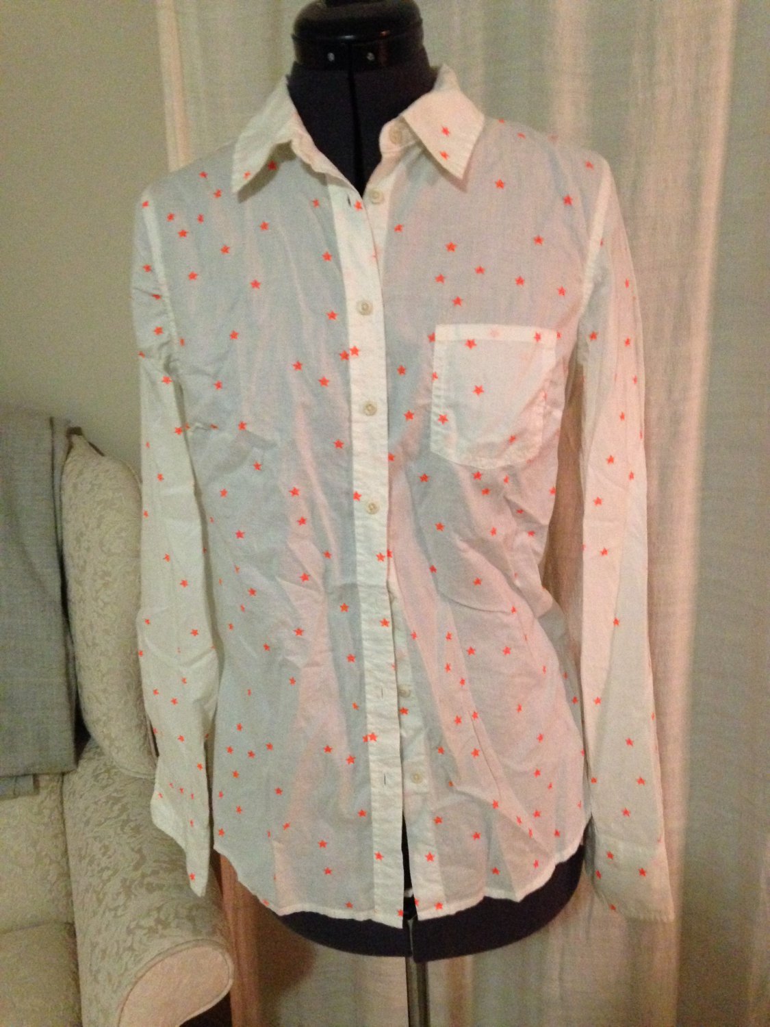 Neon Orange Star Blouse, Merona, Size M