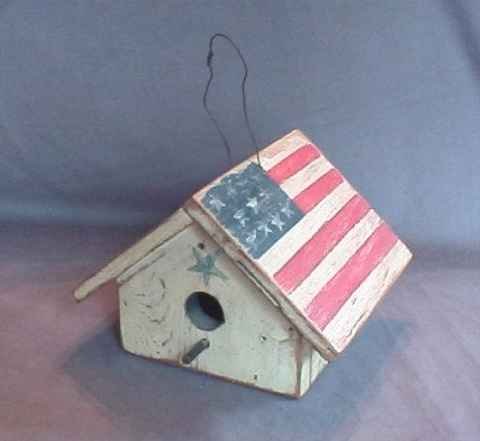 Wonderful Hand Made Flag Birdhouse Patriotic Bird House