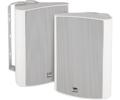 Dual White 2-Way Indoor-Outdoor Satellite Speakers