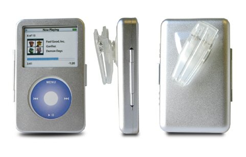 iPod Video Aluminum Silver Case + Belt Clip