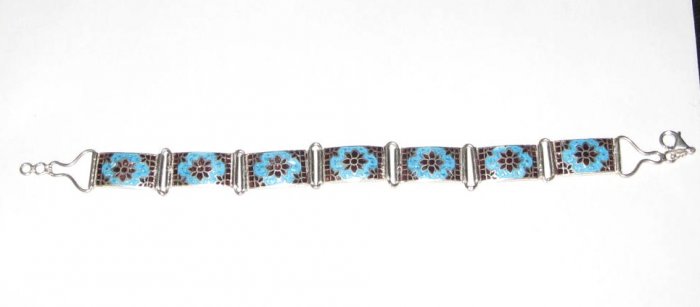 MN268 Hand Painted Enameled Sterling Silver Bracelet