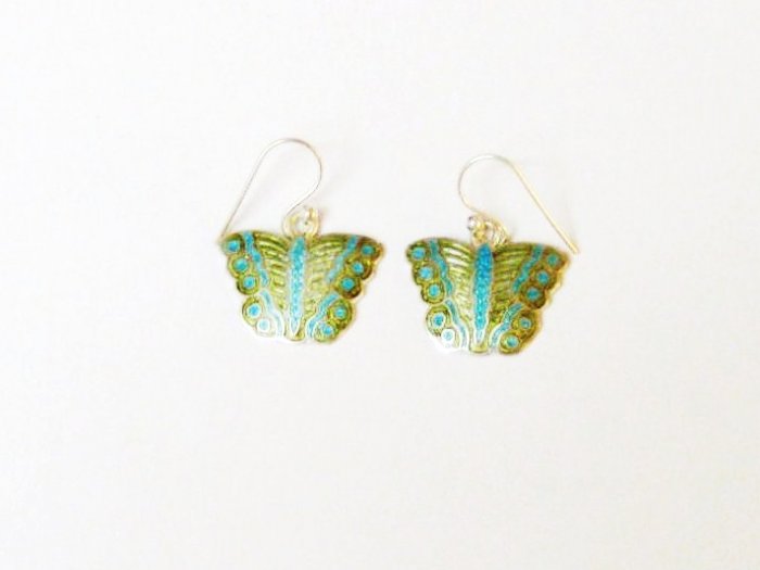 Butterfly Enameled Sterling Silver Ear RIngs