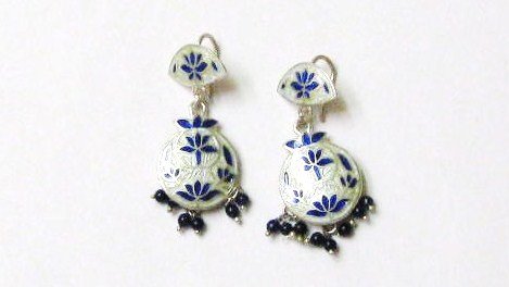 Blue Lotus Sterling Silver Ear Rings