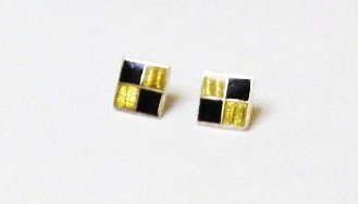 Chequered Sterling Silver Ear Rings