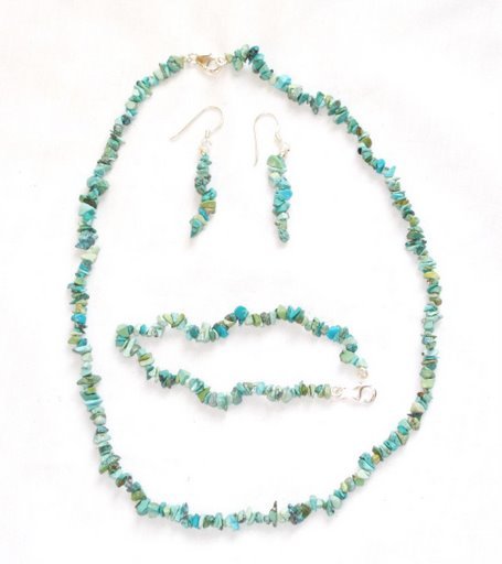 TQ062 Turquoise Earrings, Necklace and Bracelet Set