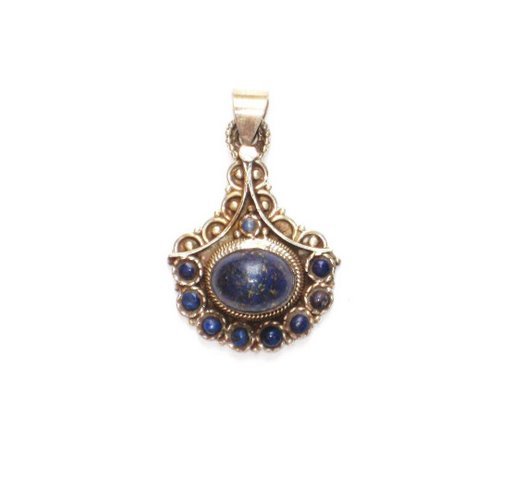 Tibetan Lapis Lazuli Sterling Silver Pendant