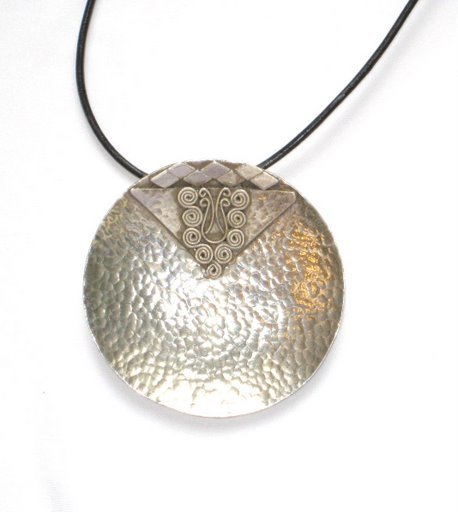 Hammered Round Sterling Silver Pendant