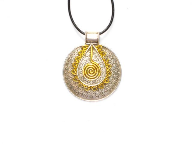 Sterling Silver Round Pendant with Gold Plated Inset