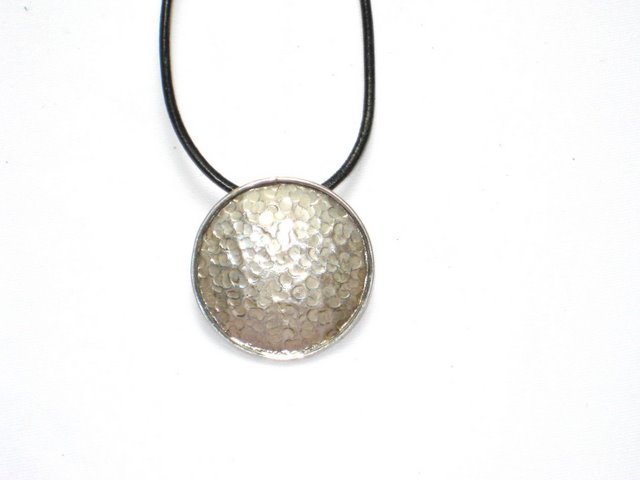 Round Hammered Sterling Silver Pendant