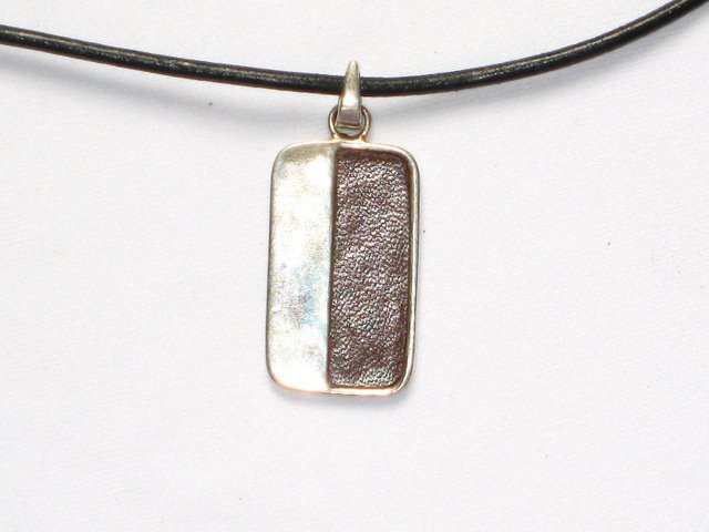 AQ016 Half Leather, Half Silver Pendant