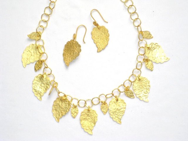 Gold Plated Necklace in Sterling Silver with Matching Earrings