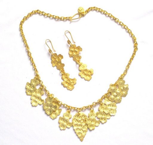 Gold Plated Necklace in Sterling Silver with Matching Earrings