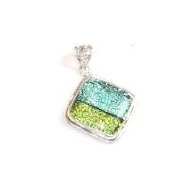 PN003 Land and Sky Colored Dichroic Glass Silver Pendant - SOLD