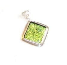 Gold Colored Dichroic Glass Silver Pendant