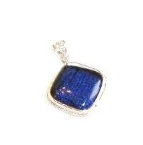 Deep Ocean Colored Dichroic Glass Silver Pendant