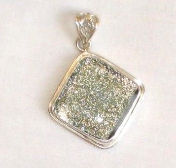 Sand Colored Dichroic Glass Silver Pendant
