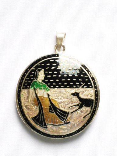 Double Sided Enameled Pendant in Sterling Silver