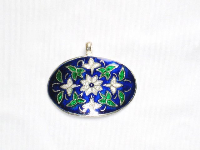 Enameled Pendant in Sterling Silver
