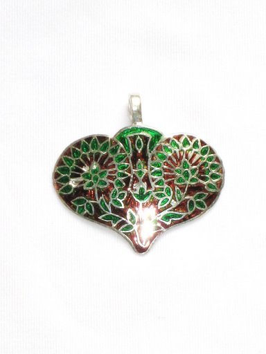 Two Swans in Love - Enameled Pendant in Sterling Silver