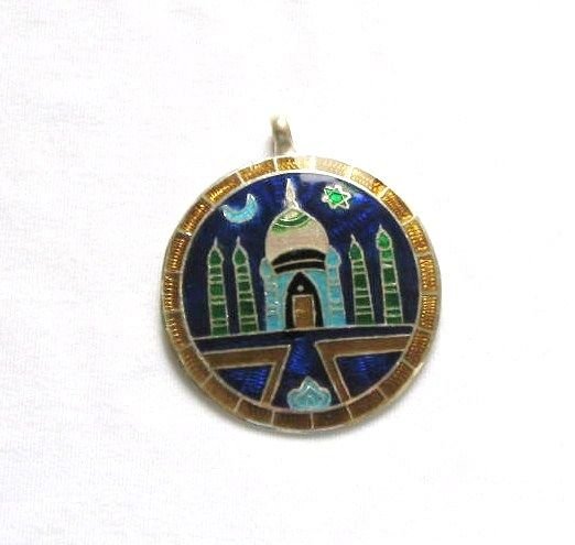 Taj Mahal - Enameled Pendant in Sterling Silver