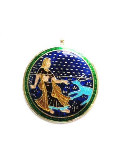 Enameled Pendant in Sterling Silver