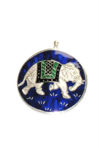Elephant - Enameled Pendant in Sterling Silver