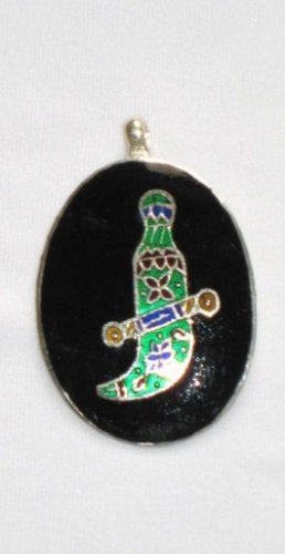 Dagger - Enameled Pendant in Sterling Silver