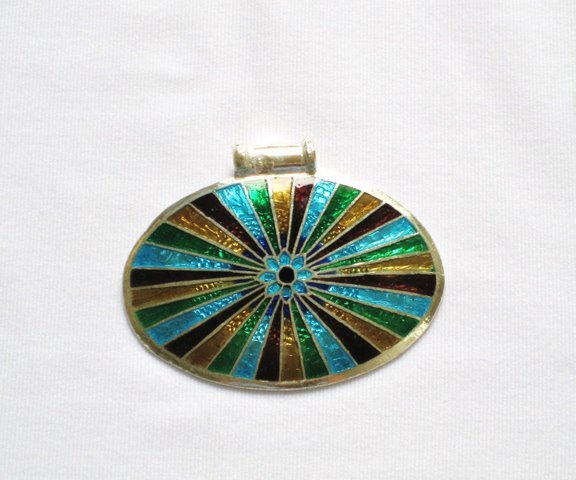 Enameled Pendant in Sterling Silver