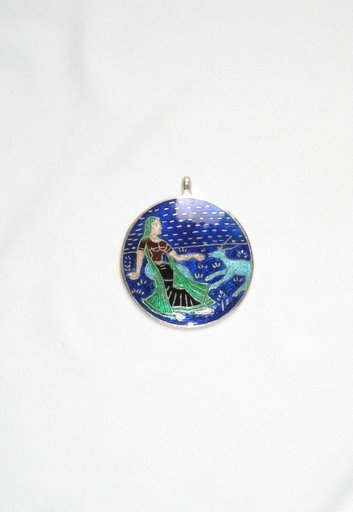 Enameled Pendant in Sterling Silver