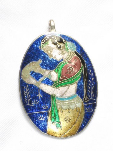 Enameled Pendant in Sterling Silver