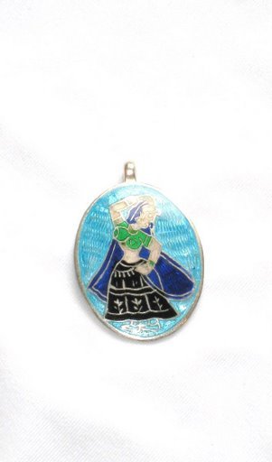 Enameled Pendant in Sterling Silver
