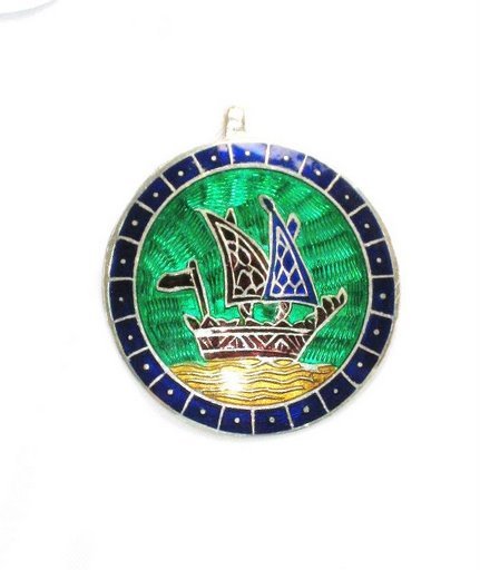 Enameled Pendant in Sterling Silver