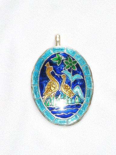 Enameled Pendant in Sterling Silver