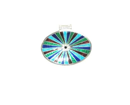 Enameled Pendant in Sterling Silver
