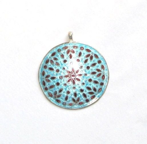 Enameled Pendant in Sterling Silver