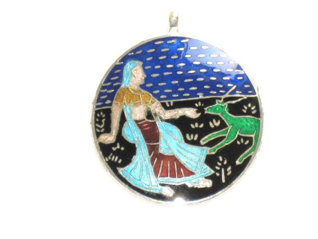 Enameled Pendant in Sterling Silver